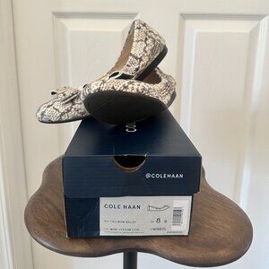 Cole Haan Tali Bow Ballet Flats - NTRL Python LTHR - Size 8
